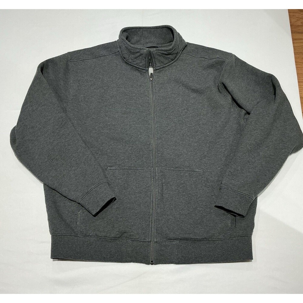 LL Bean Sweatshirt Mens XL Gray Fleece Lined Fill Zip Mock Neck - Picture 1 of 8